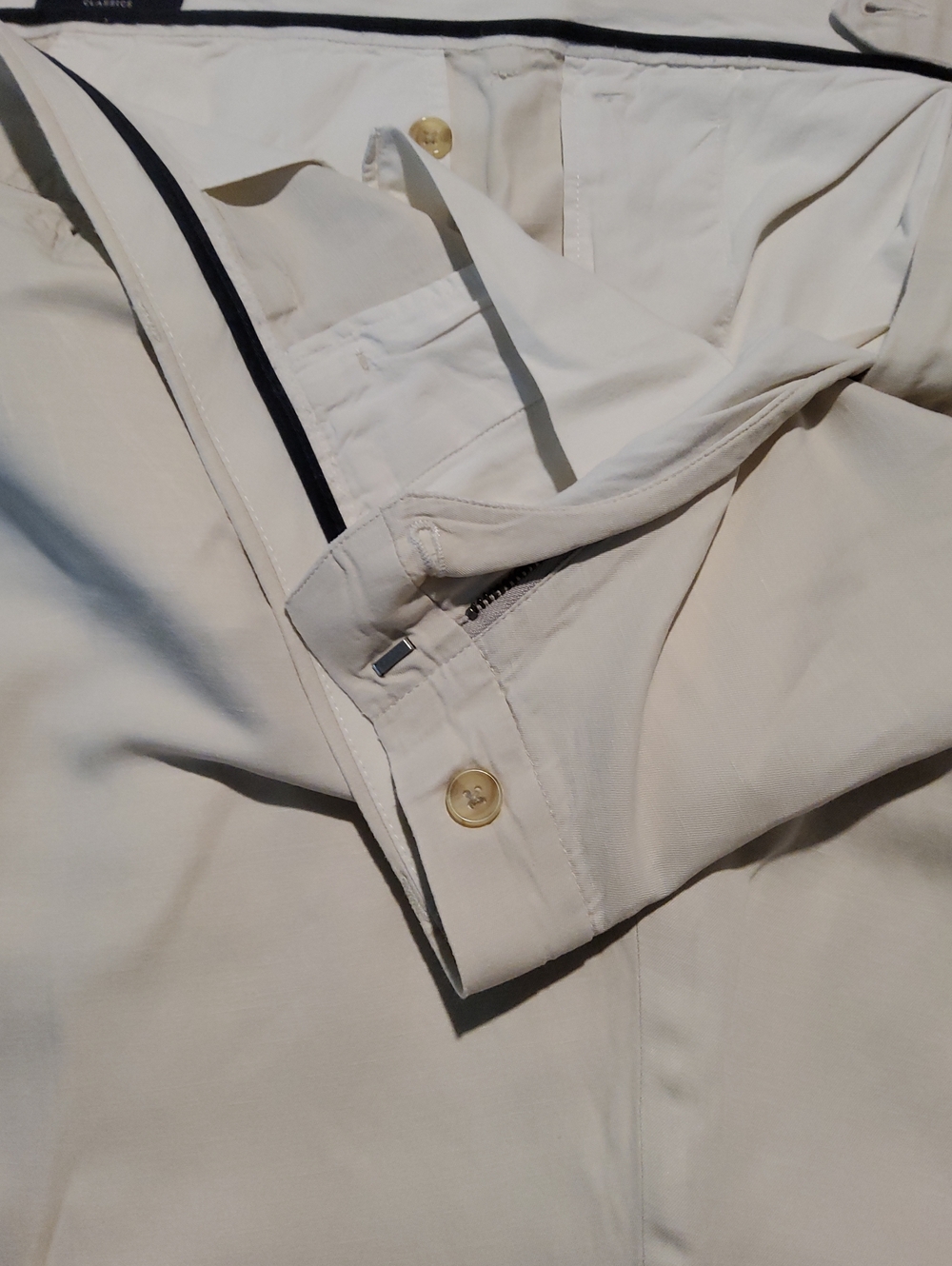 Daniel Cremieux Cream Men's Dress Pants with Black Trim